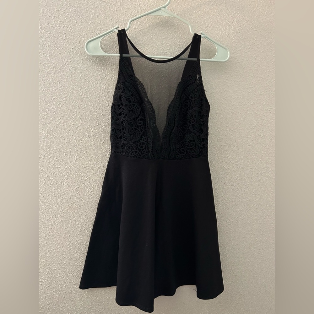 Womens black sheer mini dress